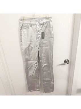 LOFT NWT Silver Metallic High-Rise Party/Going Out Pants Size 0